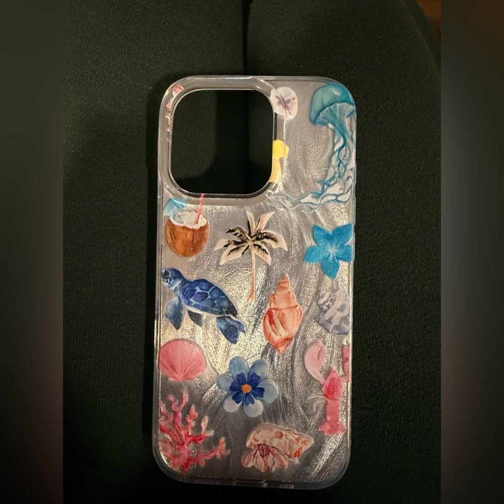 Amazon Ocean-Themed Iphone 16 Pro Phone Case with Blue and Pink